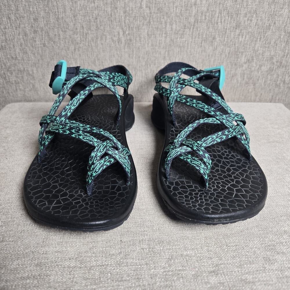 Chaco Women’s Hiking Sandals Black Teal Toe Loop Adjustable Straps Outdoor S 10 - Picture 6 of 13